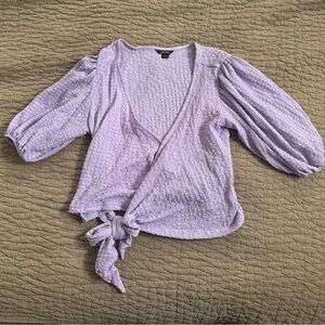 MONKI Lavender Textured Wrap Top